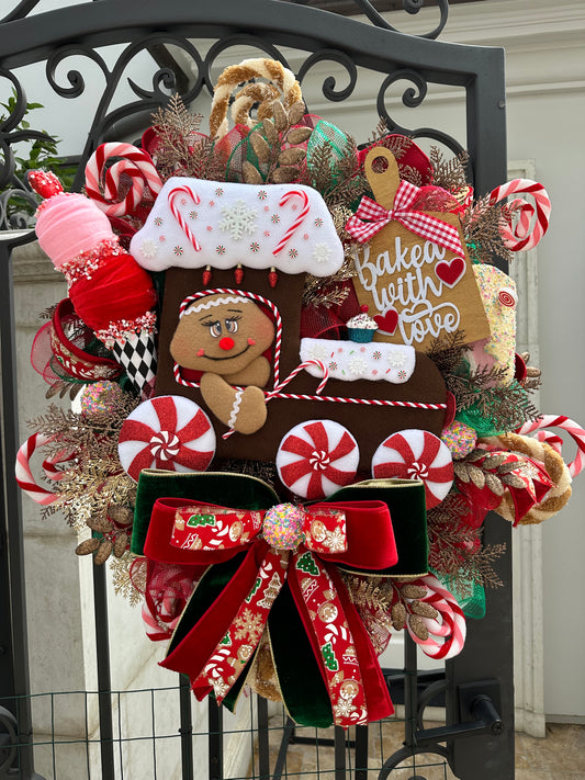Gingerbread Train Bakery Wreath