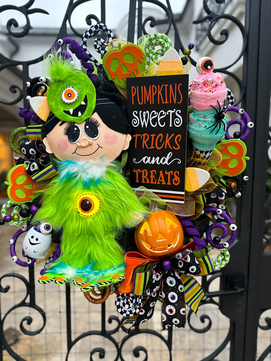 Lil Monster Trick or Treater Wreath
