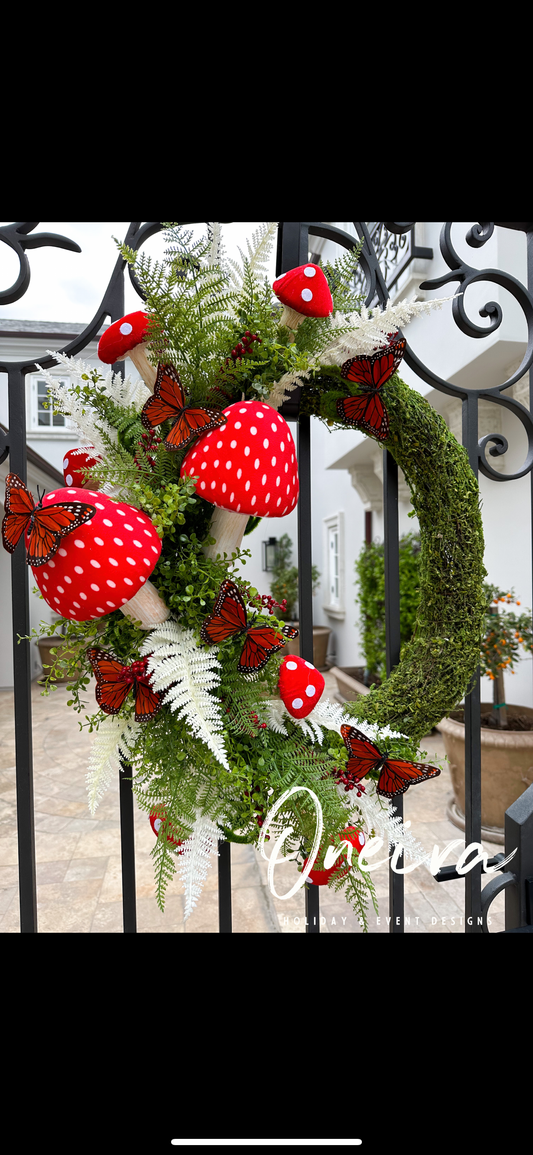 Mushroom Summer green wreath